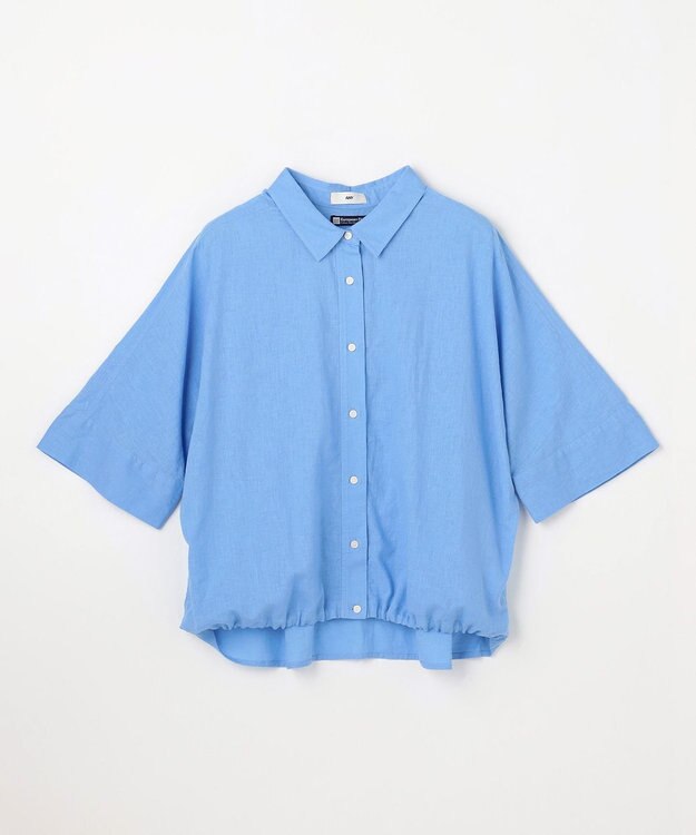 ANY ヨーロピアンリネンハーフスリーブシャツ ブルー