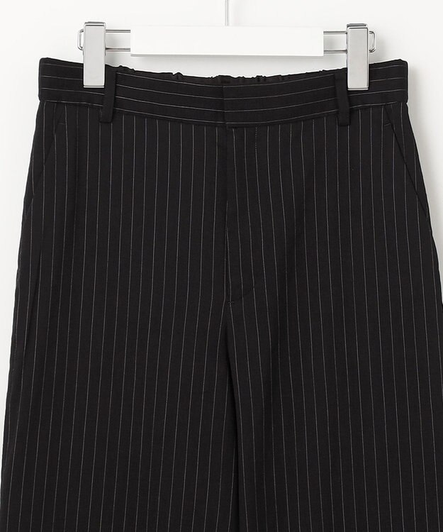 23区 【CLASSY.6月号掲載/洗える】リネンレーヨンストレッチ ワイドパンツ ブラックストライプ