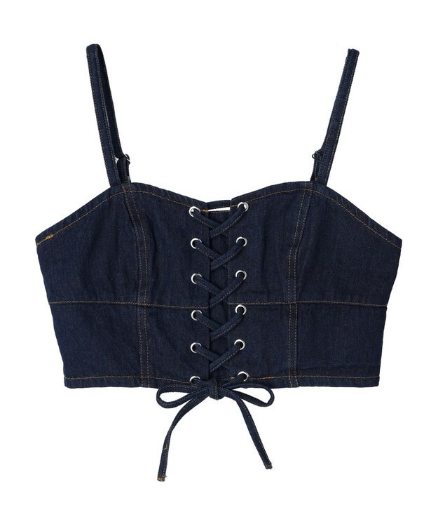earth music&ecology レースアップデニムビスチェ Dark Indigo