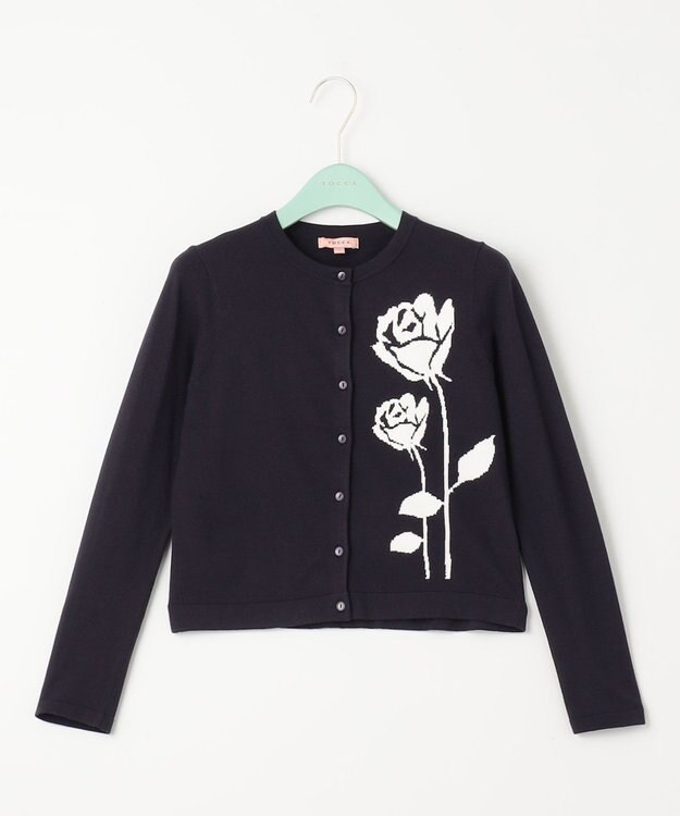TOCCA 【洗える！】PRESENT ROSE カーディガン ネイビー系