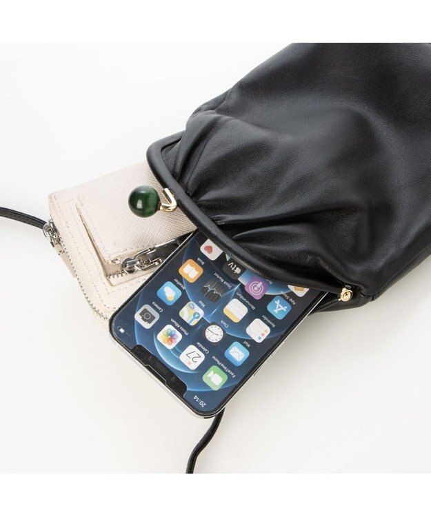 UNBILLION 【テレビ ドラマ着用アイテム】perche ジェムストーンガマグチモバイルショルダー ブラック