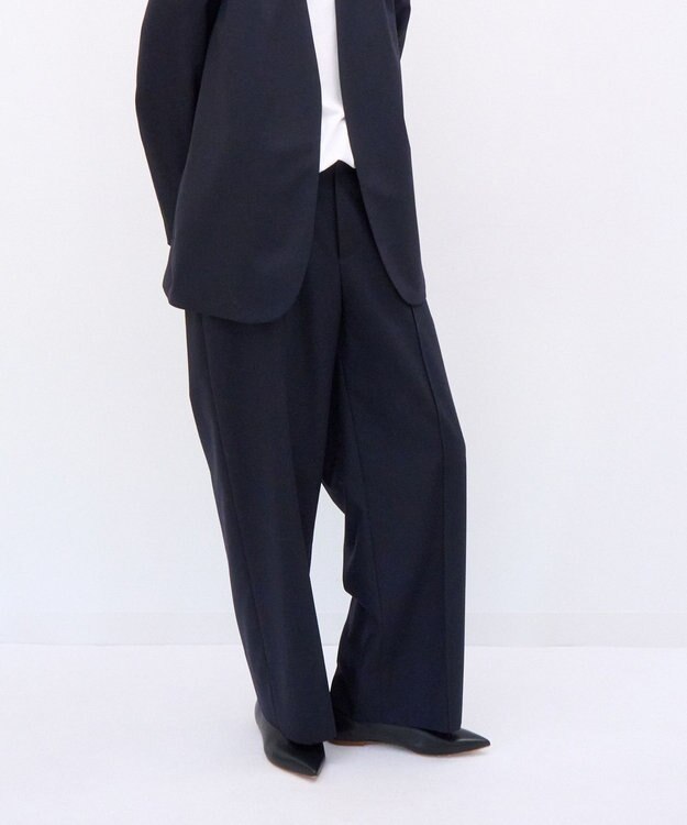 ATON 【26FW】WOOL TROPICAL | ピンタックイージーパンツ NAVY