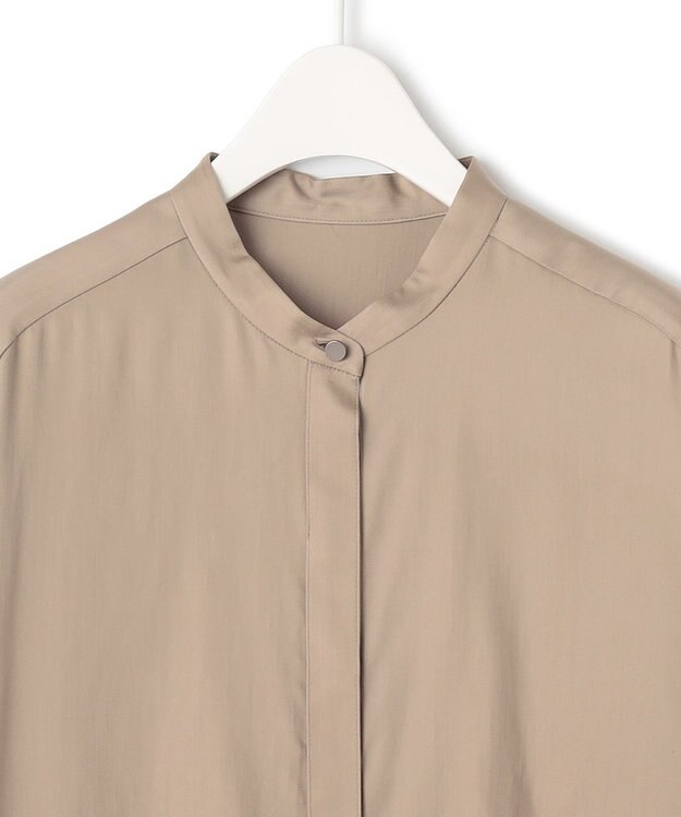 ICB 【WEB限定カラーあり・洗える】 シルキーサテン シャツブラウス モカ系［WEB限定］