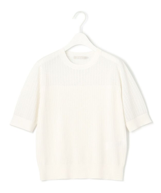 ICB L 【洗える】 レースニットトップス オフホワイト系