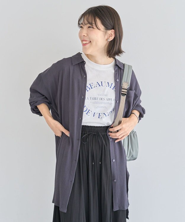 Green Parks Ｉ　ターンバック長袖レーヨンチュニック Charcoal Gray