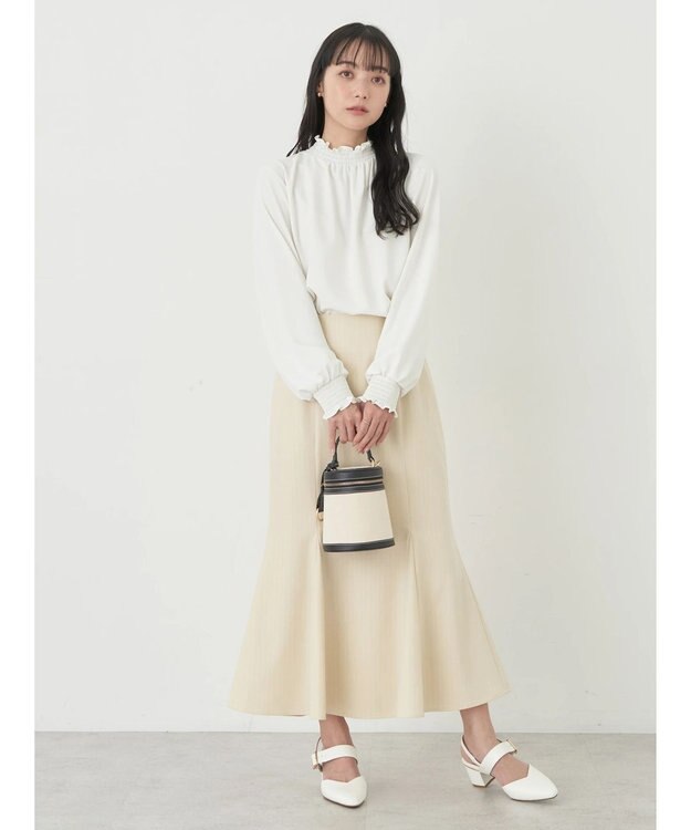 earth music&ecology ピンストライプマーメイドスカート Beige