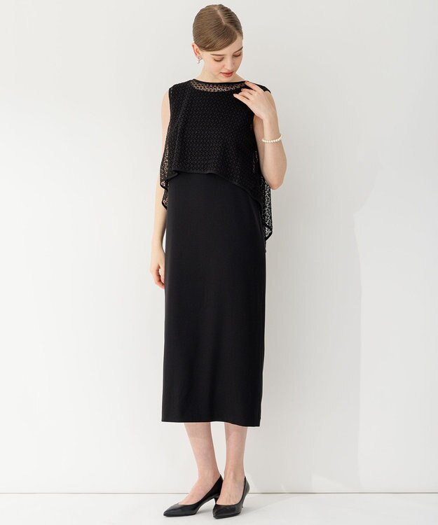 23区 【APPLAUDIR】クリスタルフラワーコンビ ドレス ブラック系