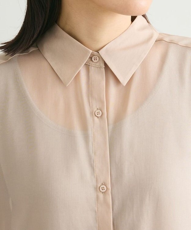 Green Parks シアーシャイニーシャツ Beige