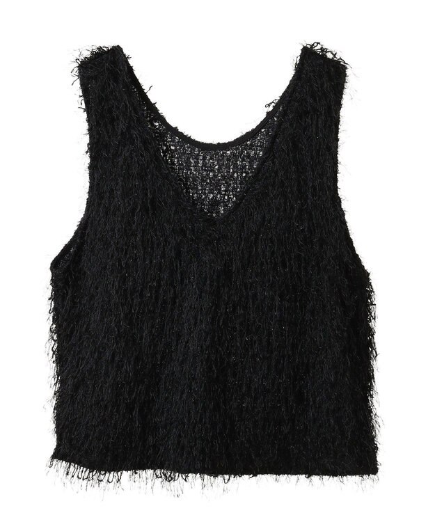 AMERICAN HOLIC 【前後2way】サイドスリットシャギーベスト Black