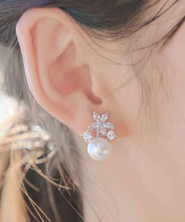 Tiaclasse 【金属アレルギー対応】ブルースターパールピアス・イヤリング イヤリング：シルバー