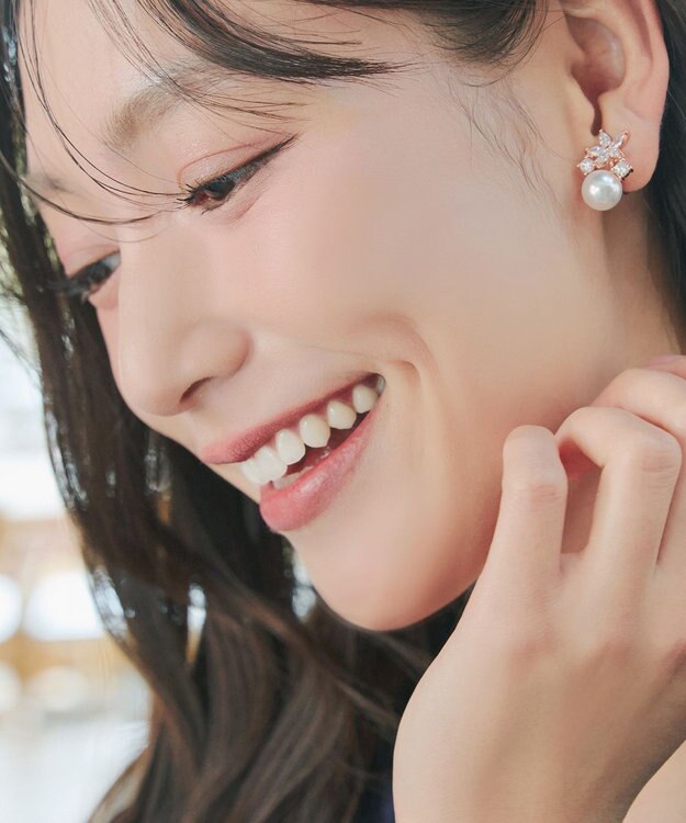 Tiaclasse 【金属アレルギー対応】ブルースターパールピアス・イヤリング イヤリング：ピンクゴールド