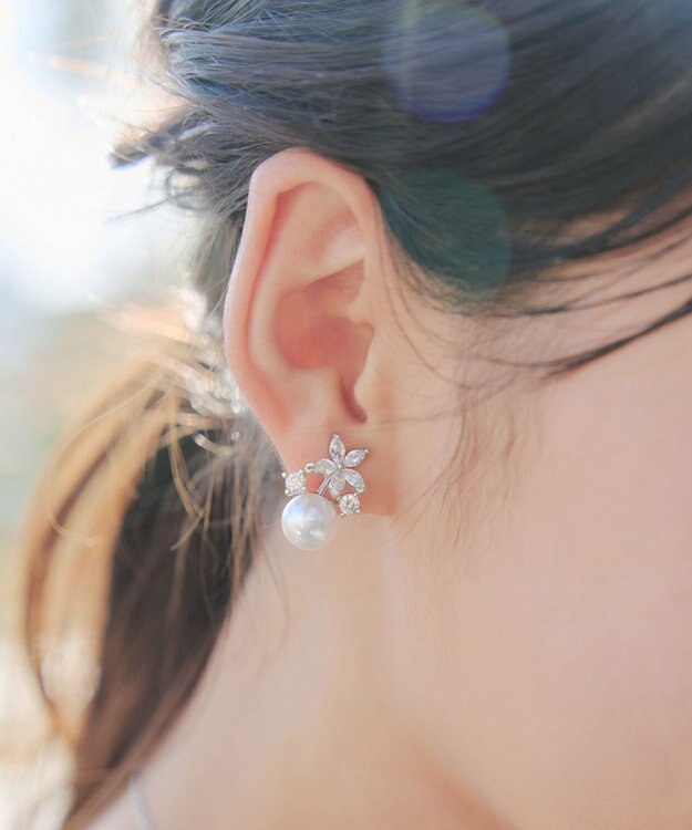 Tiaclasse 【金属アレルギー対応】ブルースターパールピアス・イヤリング イヤリング：シルバー