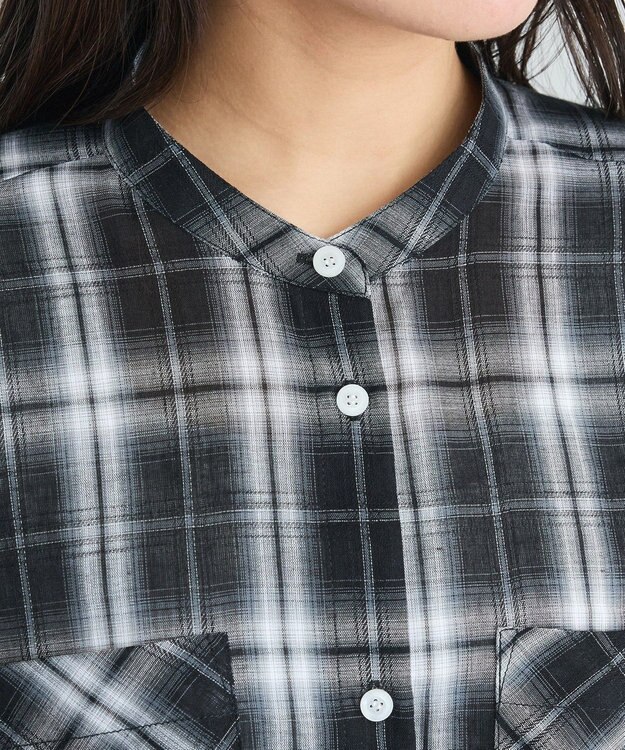 CRAFT STANDARD BOUTIQUE バックギャザーポンチョシャツ Check Black