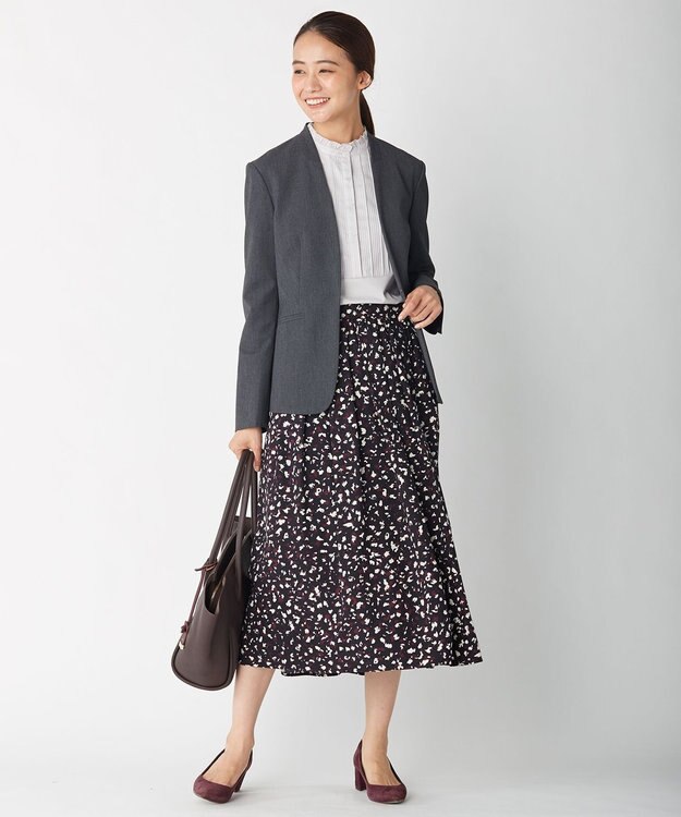 J.PRESS LADIES 【スーツ対応】T／Rアルガンシルク ノーカラージャケット グレー系