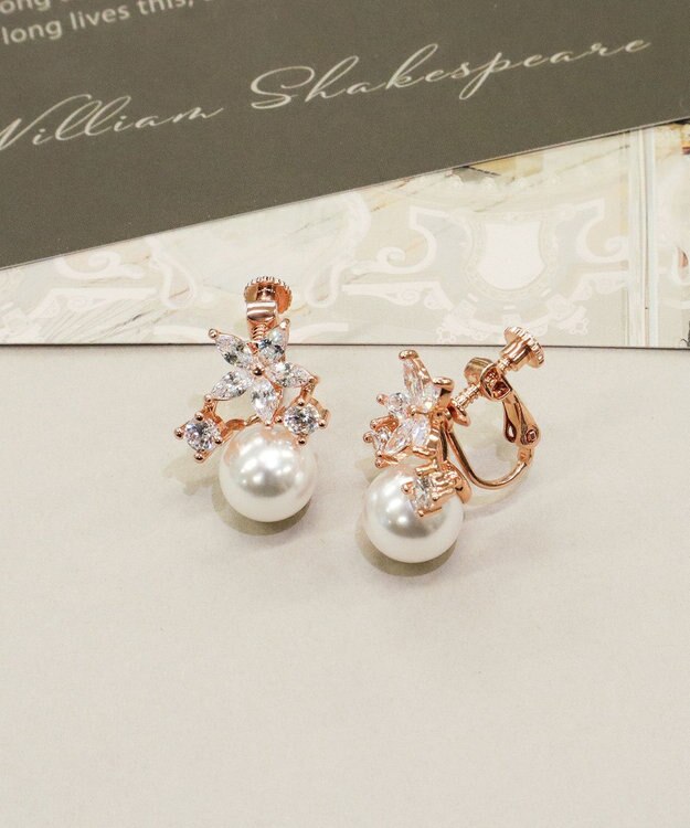 Tiaclasse 【金属アレルギー対応】ブルースターパールピアス・イヤリング イヤリング：ピンクゴールド