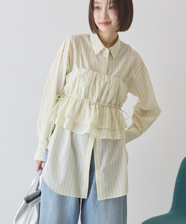 AMERICAN HOLIC 【2点セット・イージーケア】ビスチェ＋シャツ Stripe Yellow