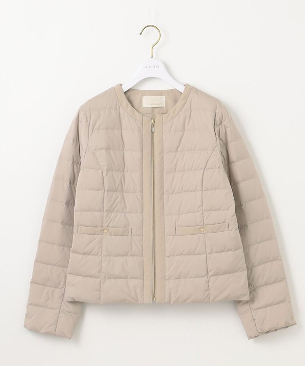 ANY SIS S 【撥水・洗える】2WAYノーカラーダウン ジャケット ベージュ