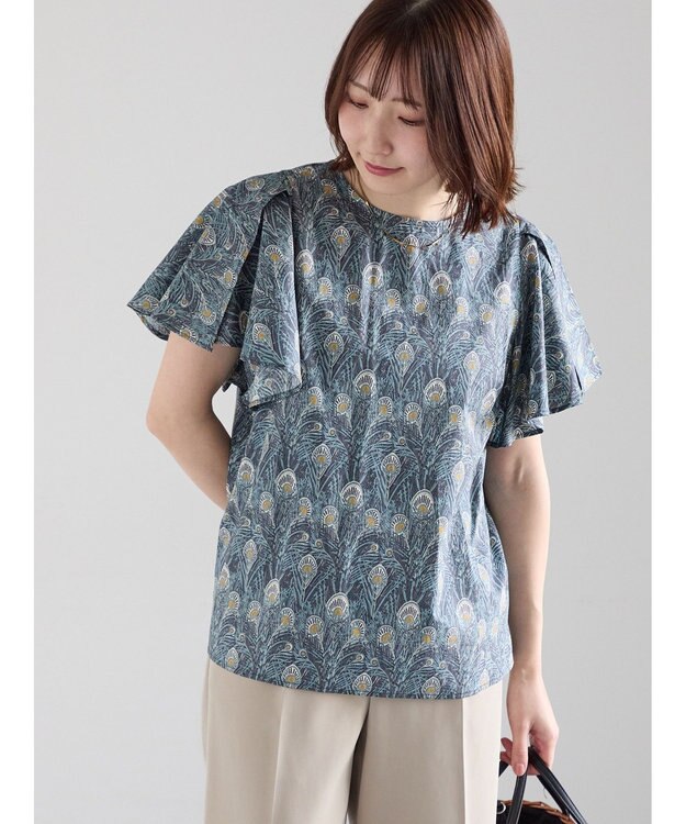 Te chichi 【LIBERTY FABRICS】フレアスリーブブラウス チャコールグレー