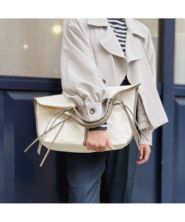 UNBILLION perche コットン×牛革付属トートバッグ L オーク