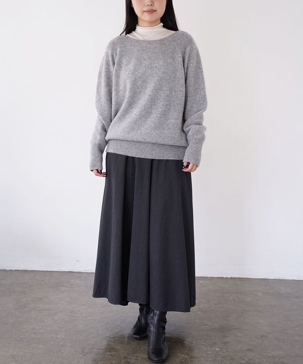 TOQUE 〈大草直子さんアドバイザー〉ベビーアルパカ×ウール縮絨ニットラグランスリーブ グレー