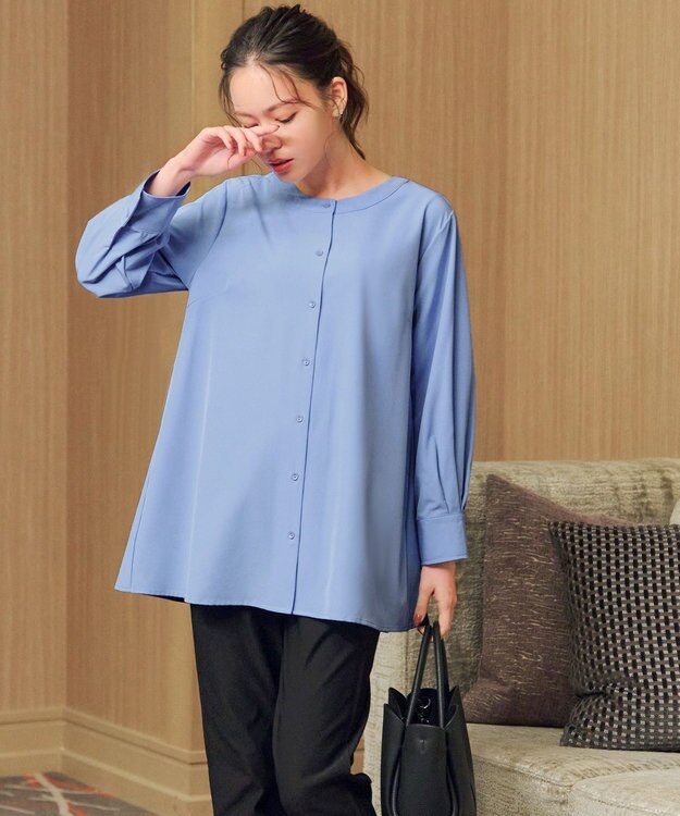 Tiaclasse L バックフレアヨークチュニック サックス