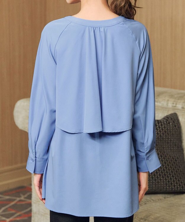 Tiaclasse L バックフレアヨークチュニック サックス