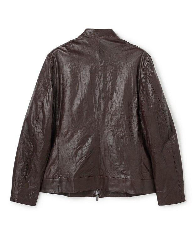 JOSEPH HOMME 【洗い加工】シュリンクエアレザー 　シングルライダースジャケット ダークブラウン系