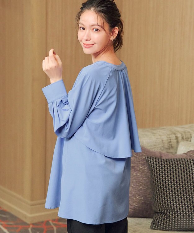 Tiaclasse L バックフレアヨークチュニック サックス