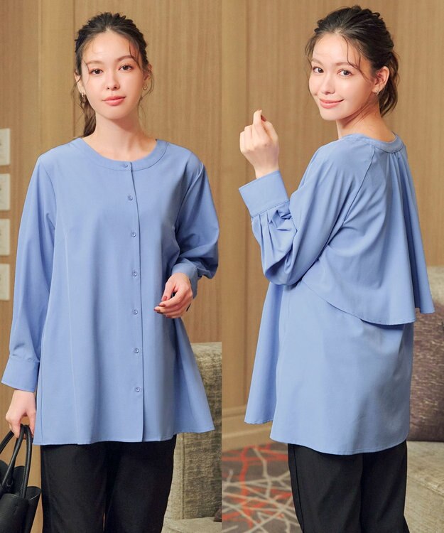 Tiaclasse L バックフレアヨークチュニック サックス