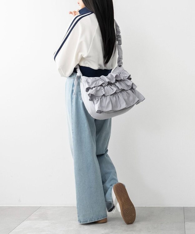 WEGO フリルドロストギャザーショルダー ライトグレー