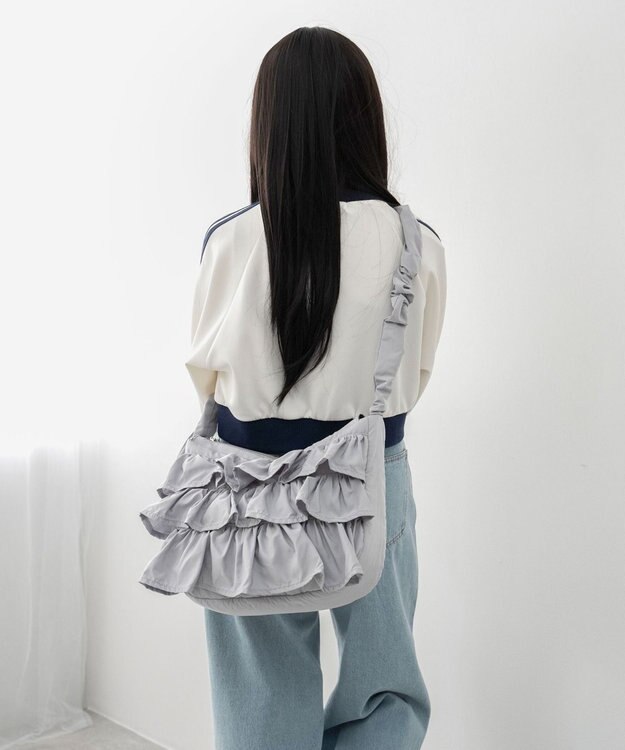 WEGO フリルドロストギャザーショルダー ライトグレー