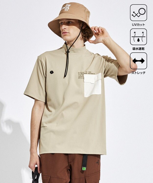 PW CIRCULUS 【UVカット / 吸水速乾 / 伸縮性抜群】【MEN】ポケットモック T ベージュ系