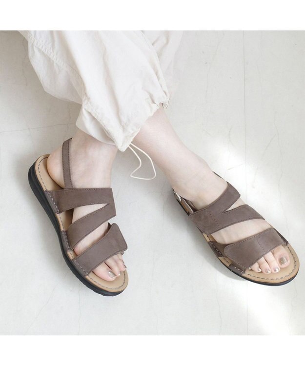 Pointer 本革 甲幅調整 マジックテープ付きサンダル オーク(ヌバック)