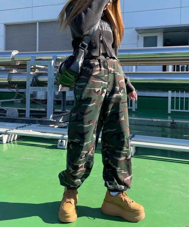 WEGO 【ウエストゴム】ヒップロゴスウェットパンツ 柄1