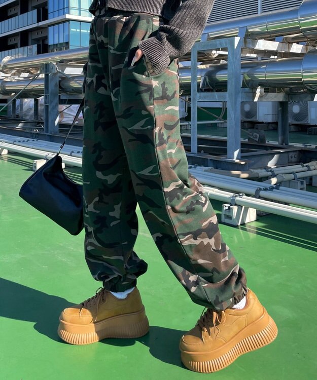 WEGO 【ウエストゴム】ヒップロゴスウェットパンツ 柄1