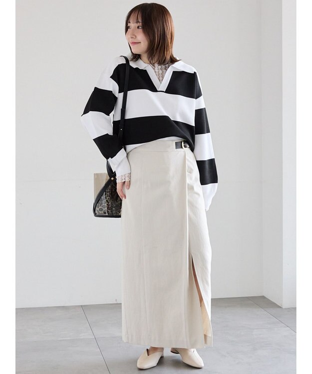 Te chichi サイドベルトチノタイトスカート オフホワイト