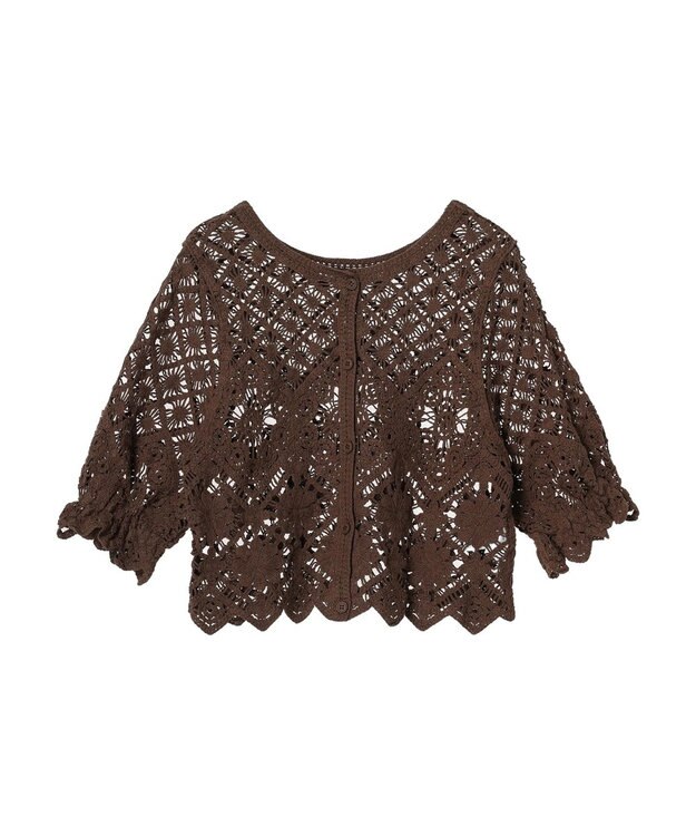 Green Parks ・ＳＵＧＡＲ　ＳＰＯＯＮ　２ｗａｙクロシェカーディガン Brown