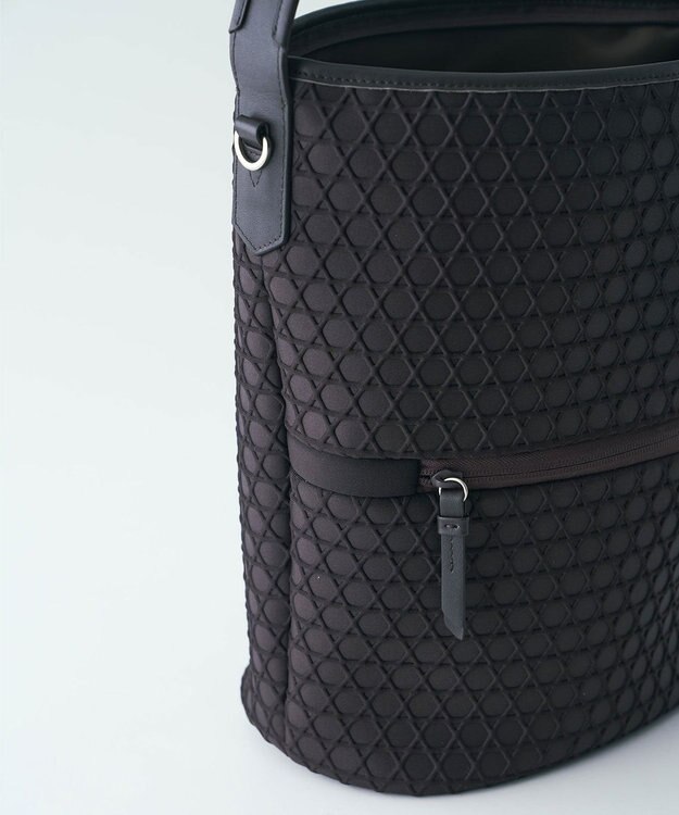 MIYABIYA LAQUOH【撥水加工】篭目柄エンボスボンディング バケツ型2WAYショルダー チョコ