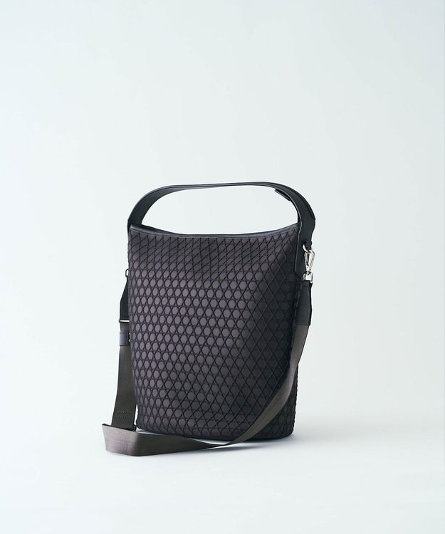 MIYABIYA LAQUOH【撥水加工】篭目柄エンボスボンディング バケツ型2WAYショルダー チョコ