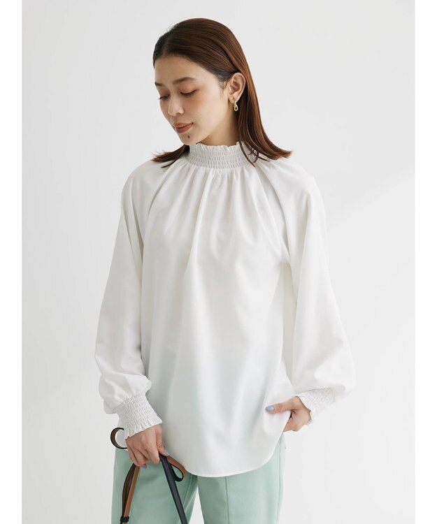 Green Parks ・ＥＬＥＮＣＡＲＥ　ＤＵＥ　シャーリングカラーブラウス Off White