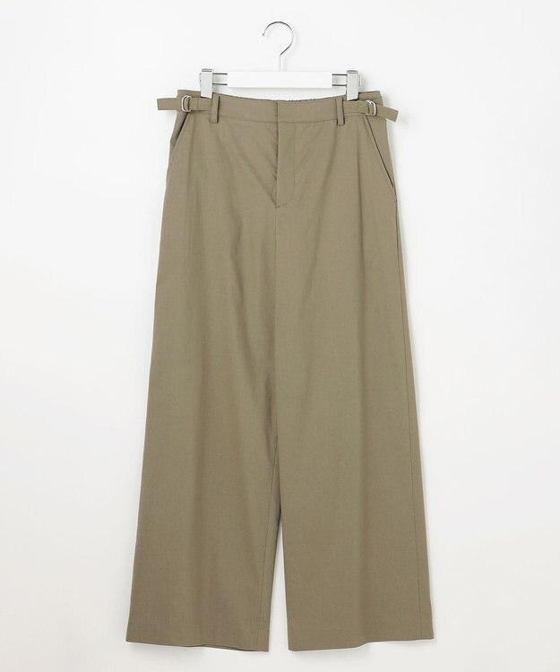 J.PRESS LADIES 【人気素材】セルロースリネンストレッチ セミワイド パンツ カーキ系