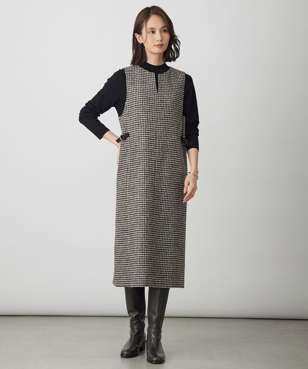 J.PRESS LADIES S ウールシルク ハウンドトゥース ジャンパースカート ブラウン系