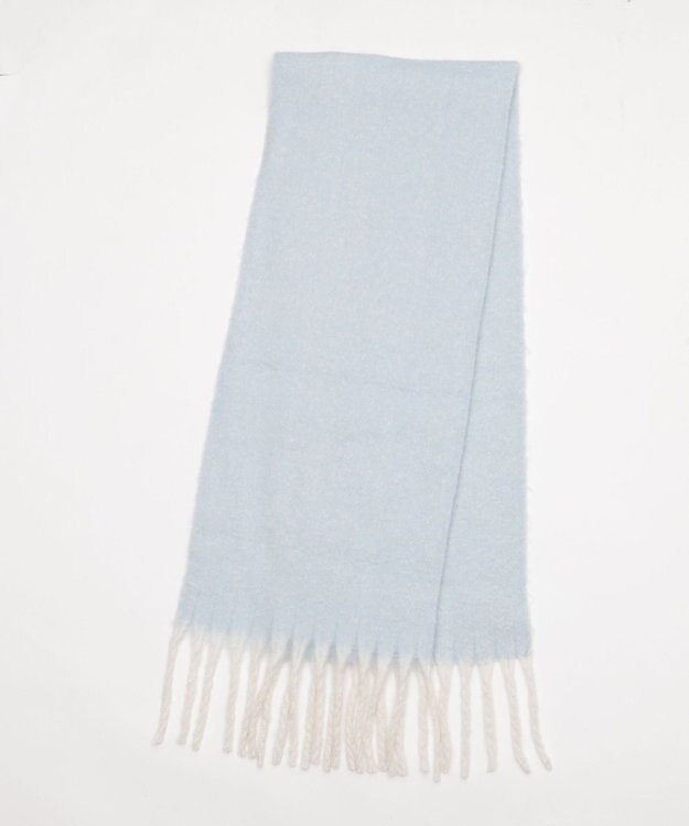 WEGO 【マフラー/ユニセックス着用】ワイドフリンジストール サックス