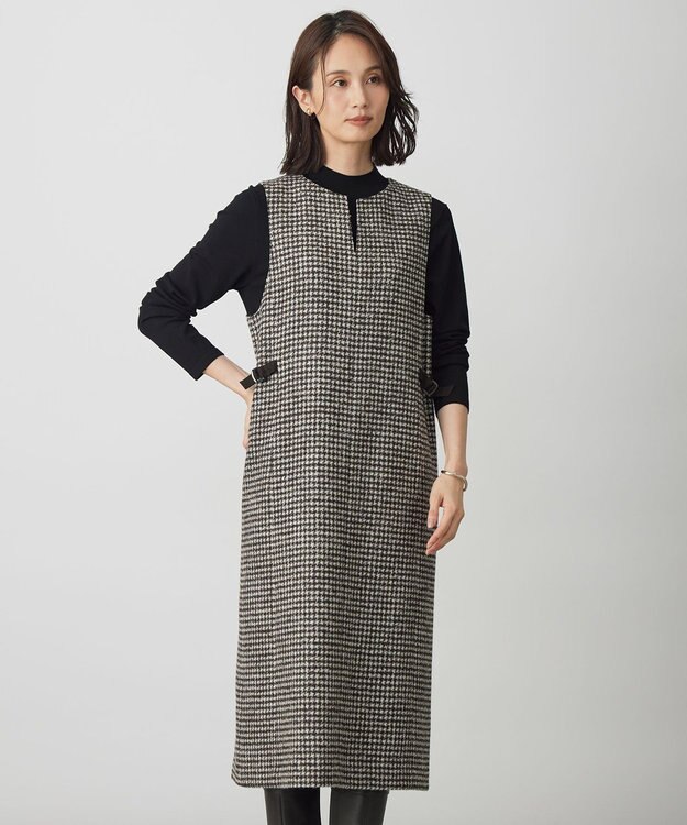 J.PRESS LADIES S ウールシルク ハウンドトゥース ジャンパースカート ブラウン系