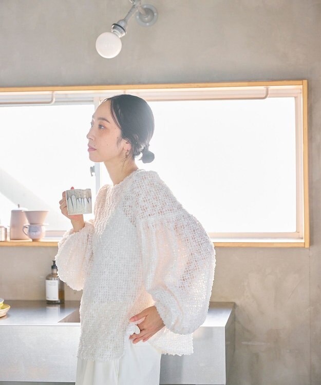 #Newans 【洗える】フィラッフィギャザースリーブブラウス ホワイト