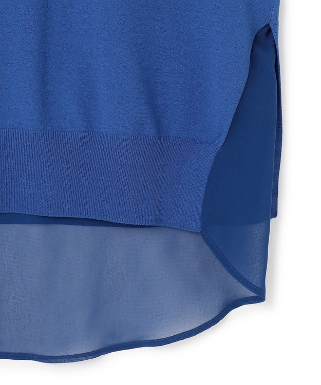 BEIGE， 【洗える】VALOIS / バックシフォンレーヤードニット Blue