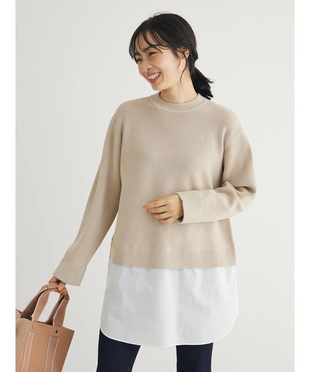 Green Parks ニットドッキングチュニック Light Beige