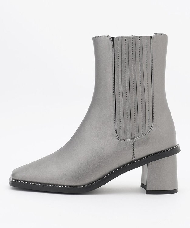 組曲 スクエアトゥショートブーツ シルバー系