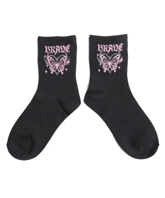 WEGO バタフライデザインソックス ブラック