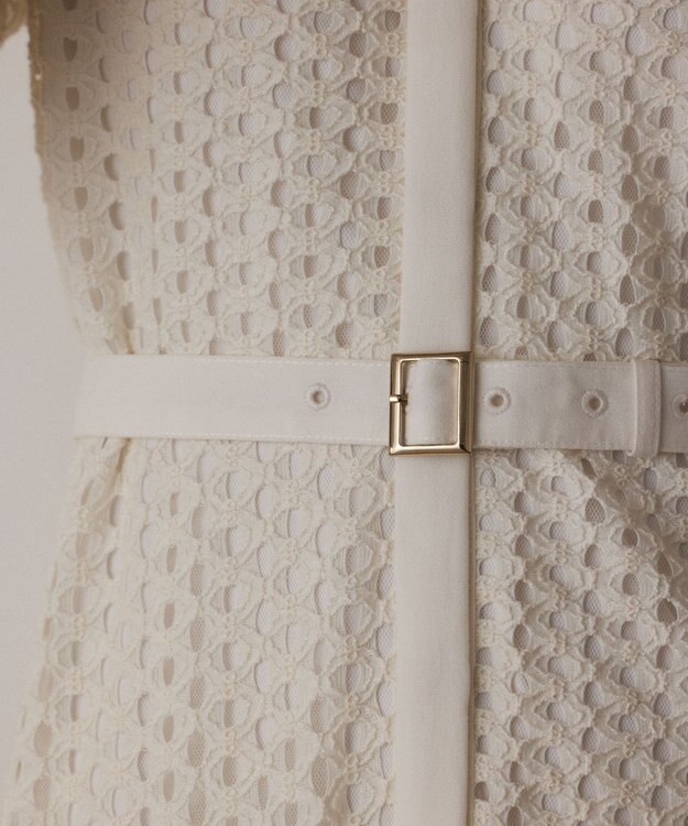 GRACE CONTINENTAL メッシュレースカフタンワンピース ホワイト